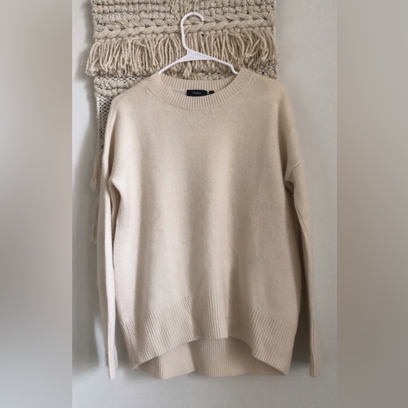 Theory 100% Cashmere Karenia F Crewneck High Low Pullover Sweater White - Picture 2 of 6